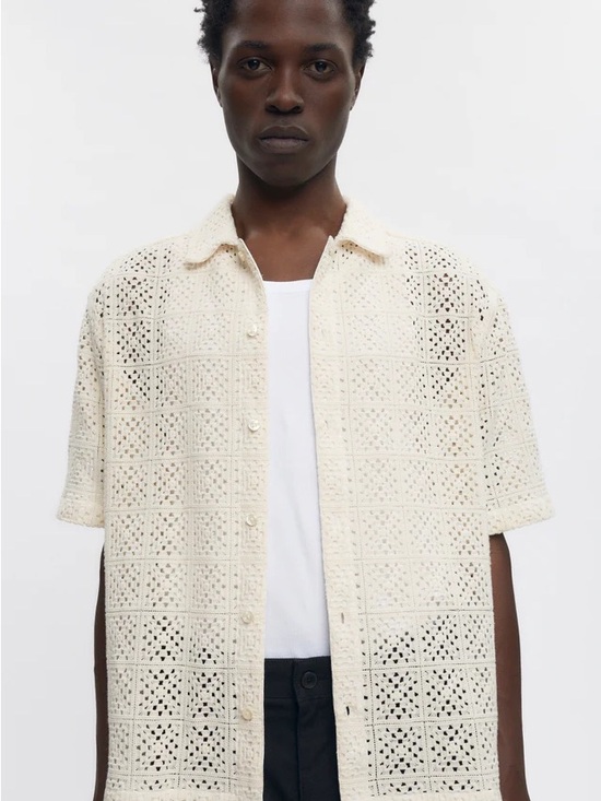 KOTN Other - KOTN Gharam Cream Crochet Unisex Button-Up Shirt